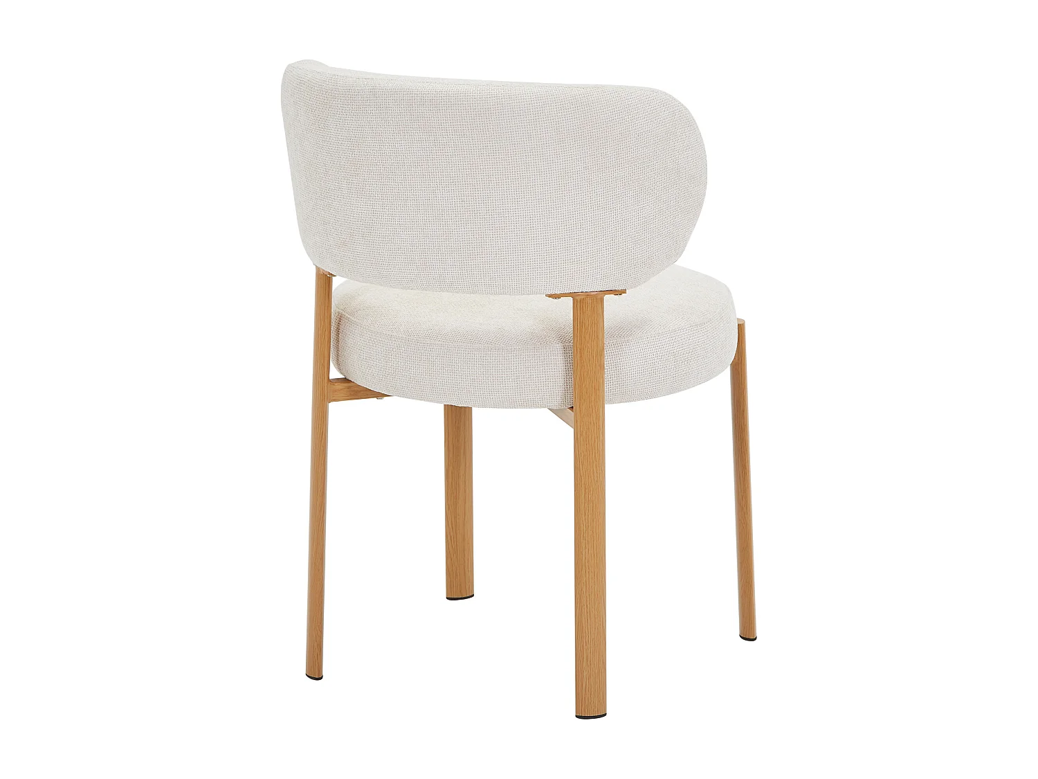 Lot de 6 chaises en tissu texturé et métal effet bois - Crème et Naturel clair - ASILOVA