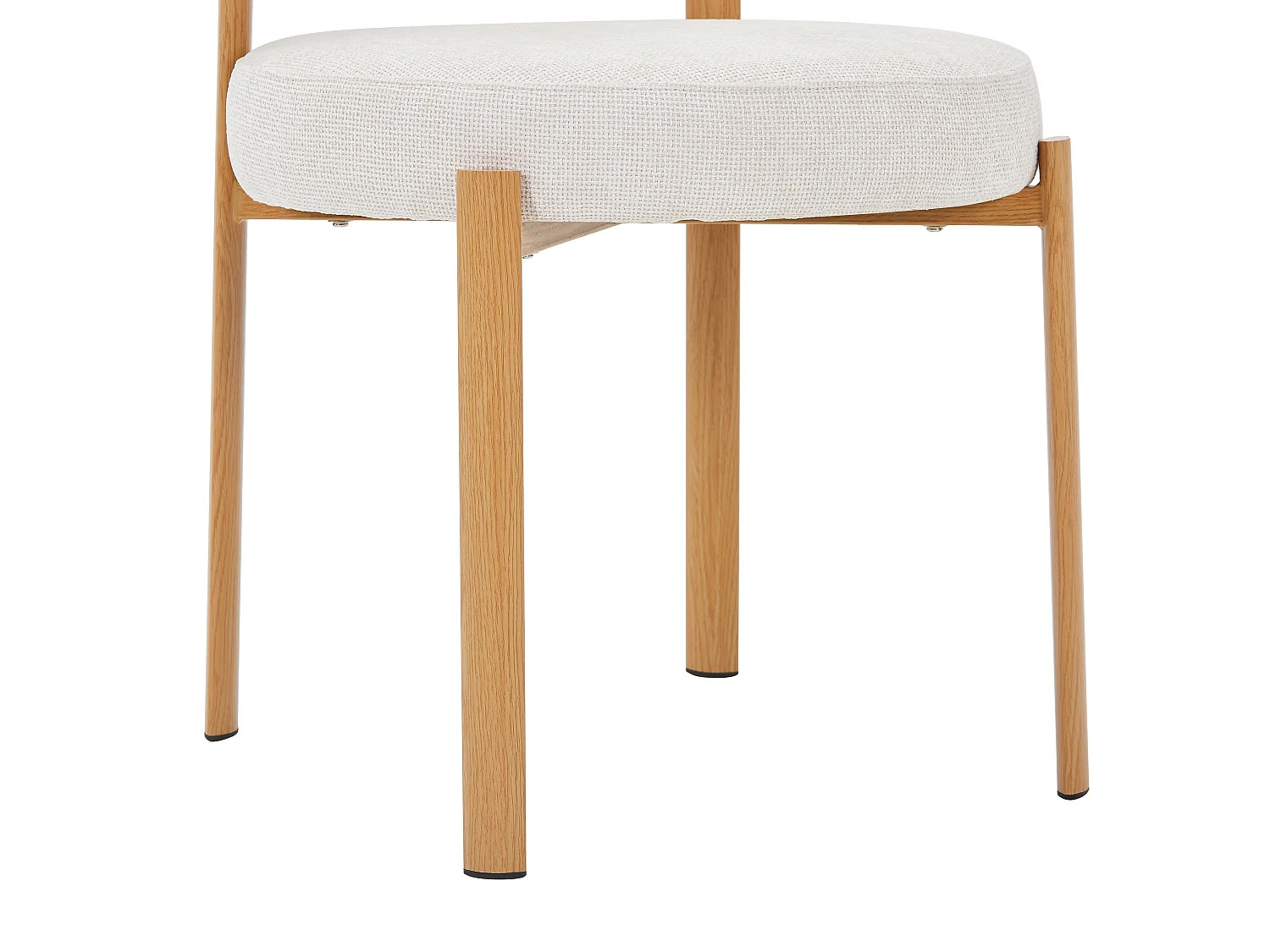 Lot de 6 chaises en tissu texturé et métal effet bois - Crème et Naturel clair - ASILOVA