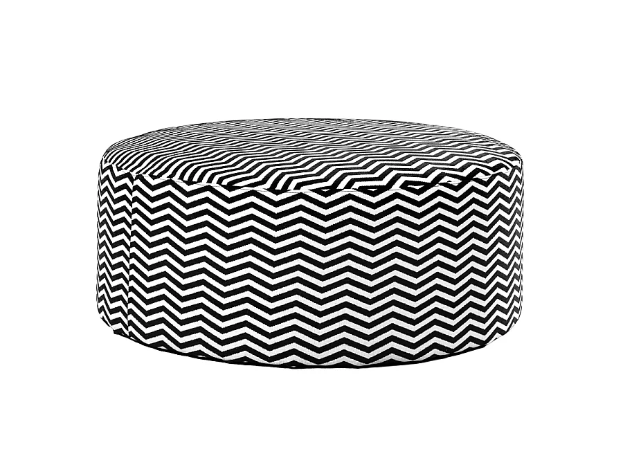 Zig Zag Large Stool - Woven Jacquard Upholstered Round Footstool, 50x39 cm