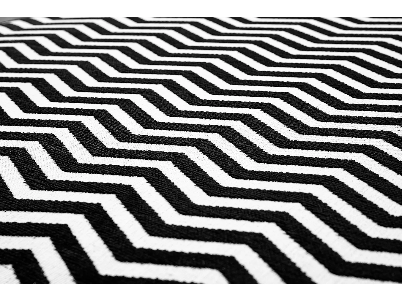Zig Zag Large Stool - Woven Jacquard Upholstered Round Footstool, 50x39 cm