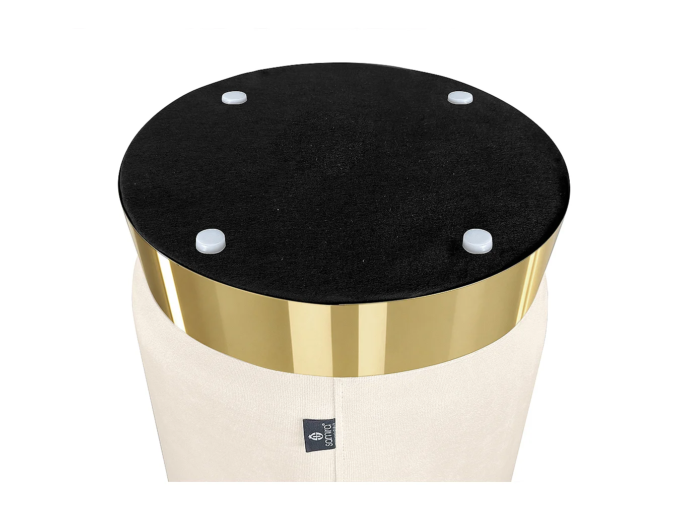 Pouf in velluto beige, poggiapiedi – Zivago