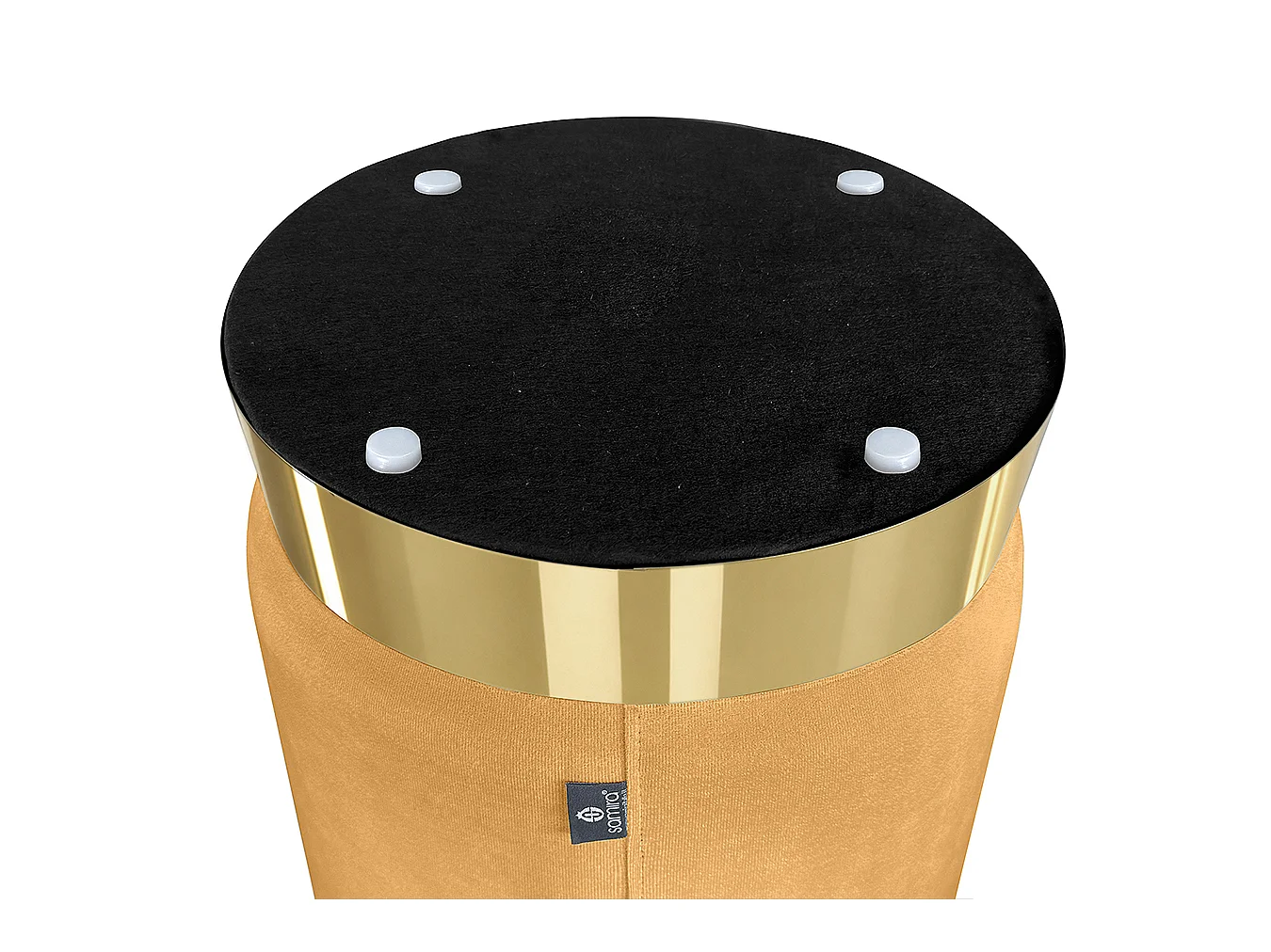 Pouf in velluto giallo senape, poggiapiedi – Zivago