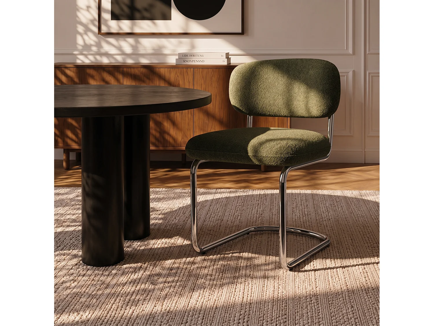 Lot de 2 chaises GIGI en bouclette kaki