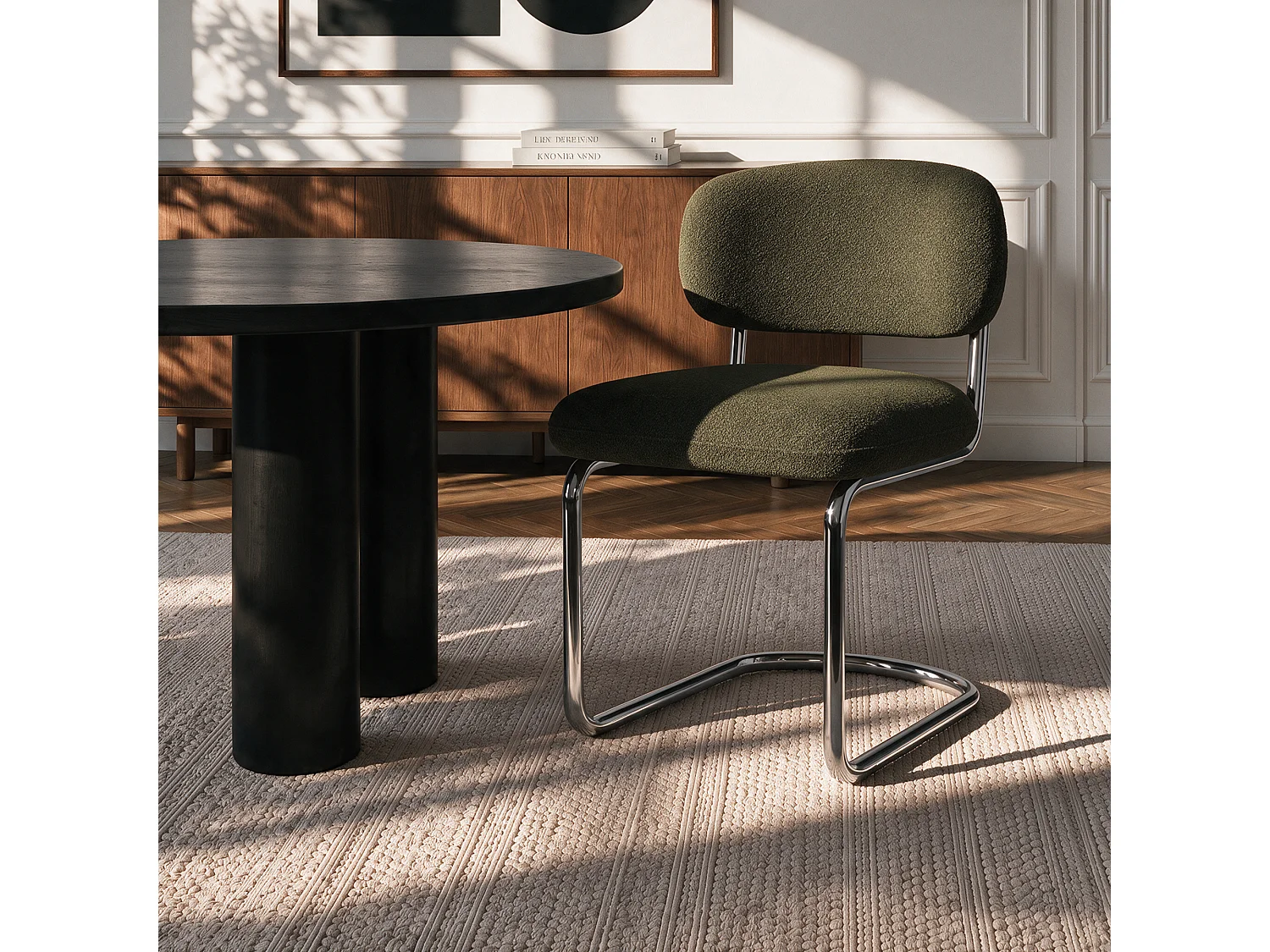 Lot de 2 chaises GIGI en tissu bouclette kaki