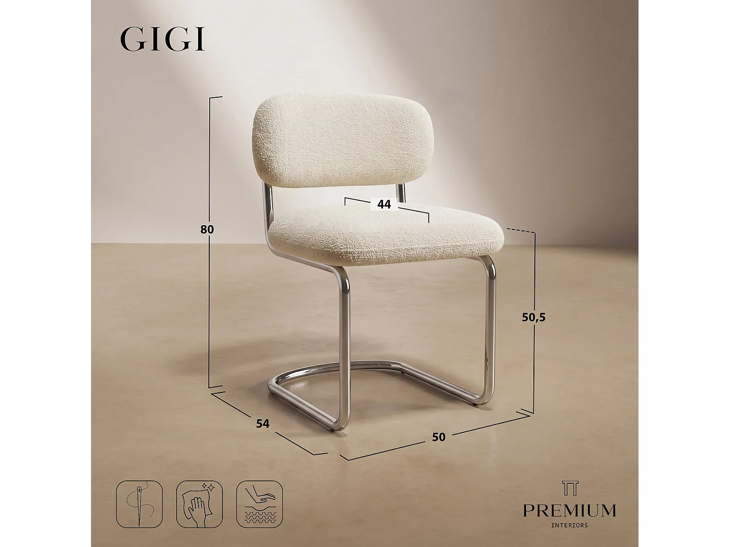 Lot de 2 chaises GIGI en bouclette terracotta