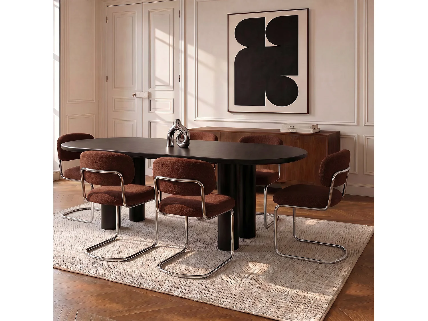Lot de 2 chaises GIGI en bouclette terracotta