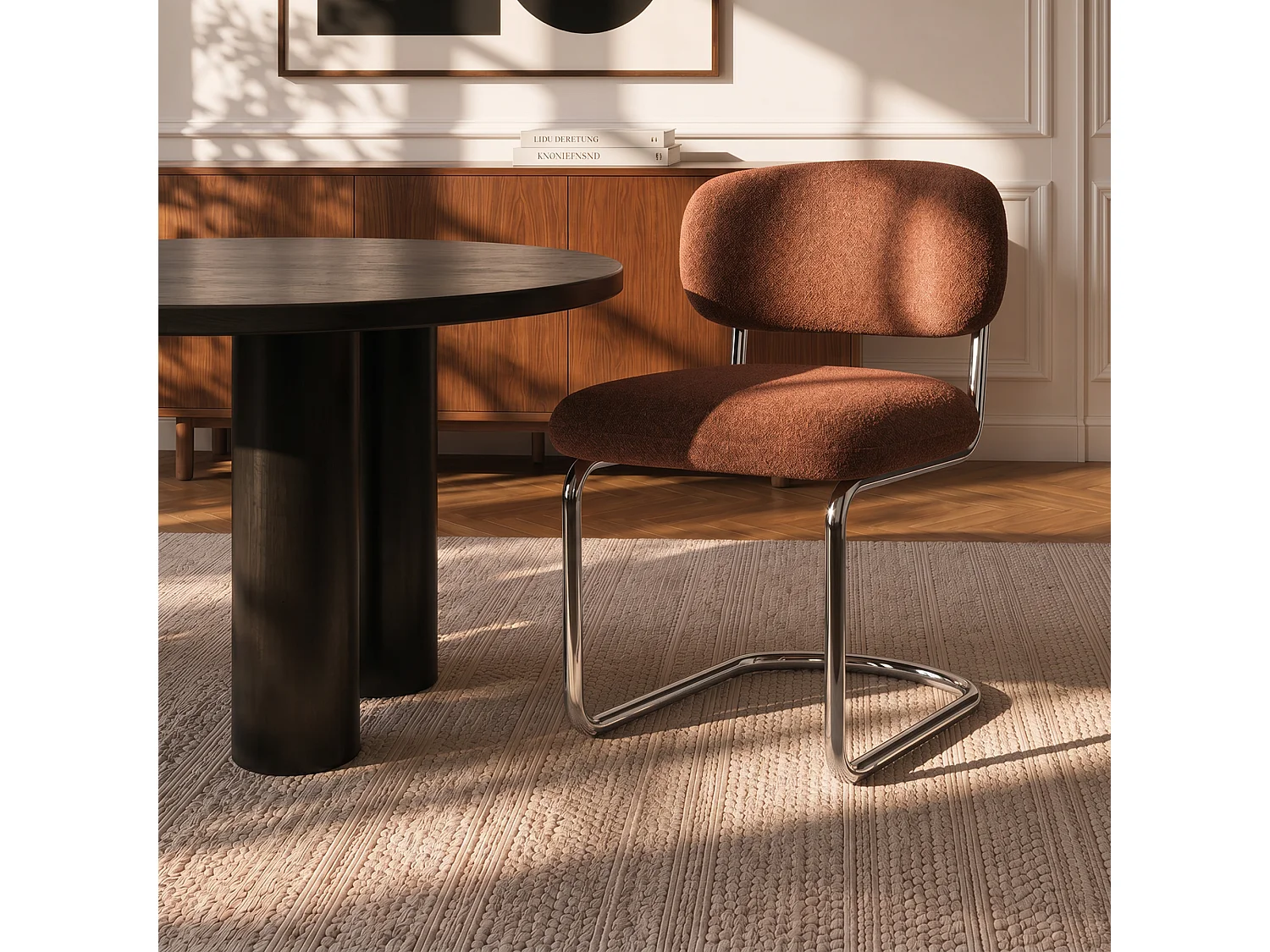Lot de 2 chaises GIGI en bouclette terracotta