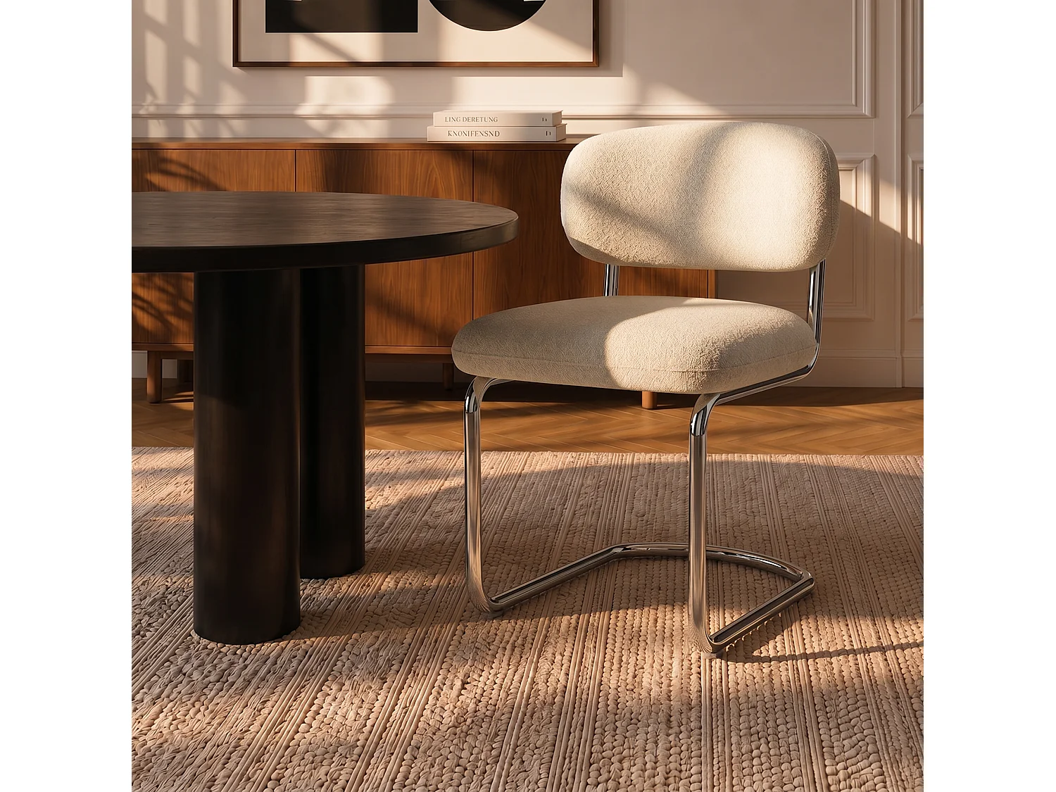 Lot de 2 chaises GIGI en bouclette crème
