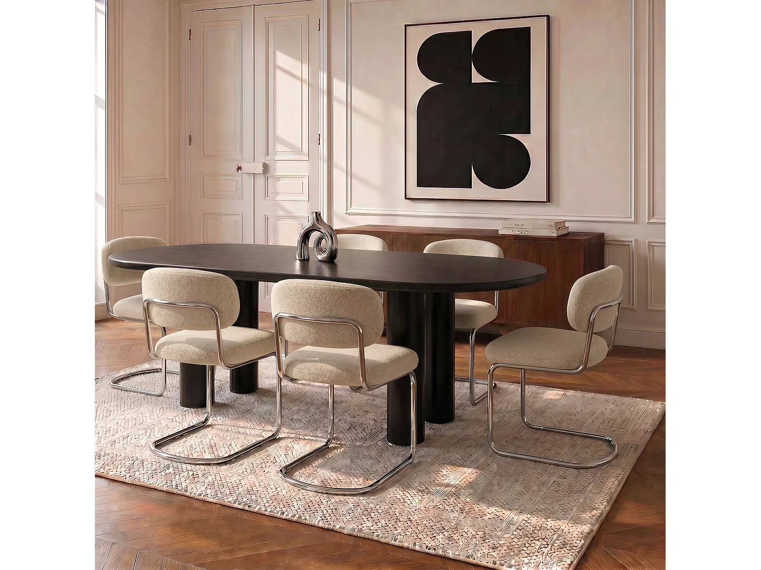 Lot de 2 chaises GIGI en bouclette crème
