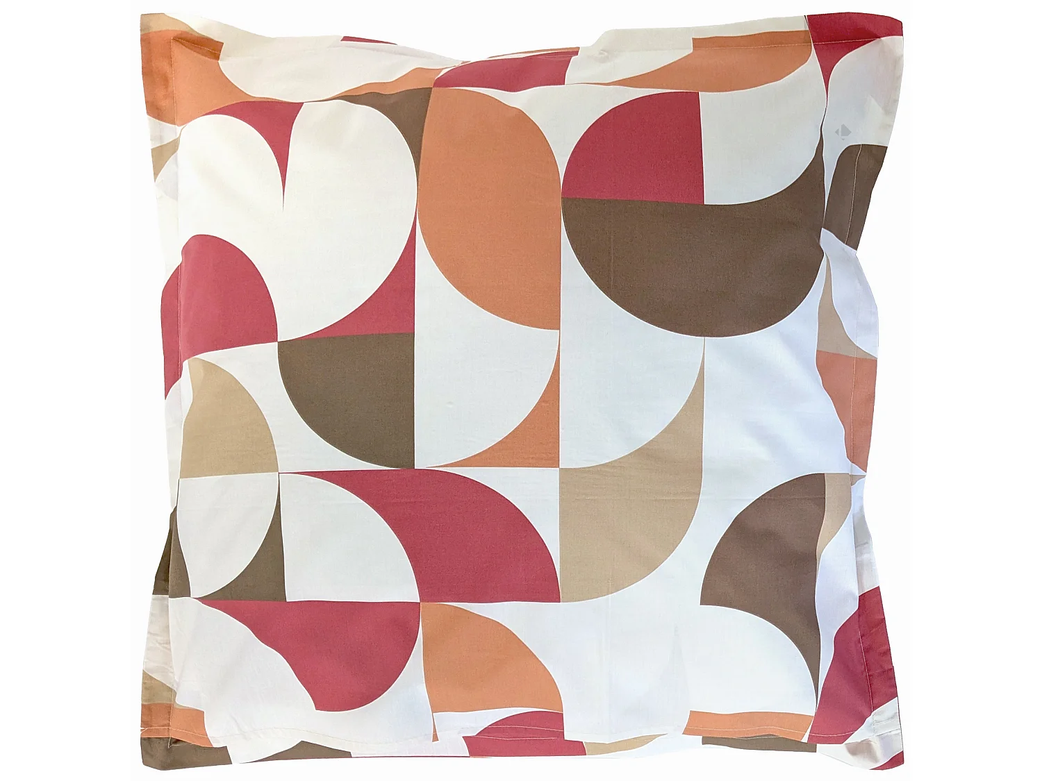 Taie d'oreiller 65x65 cm en 100% percale de coton MODULO blanc acajou