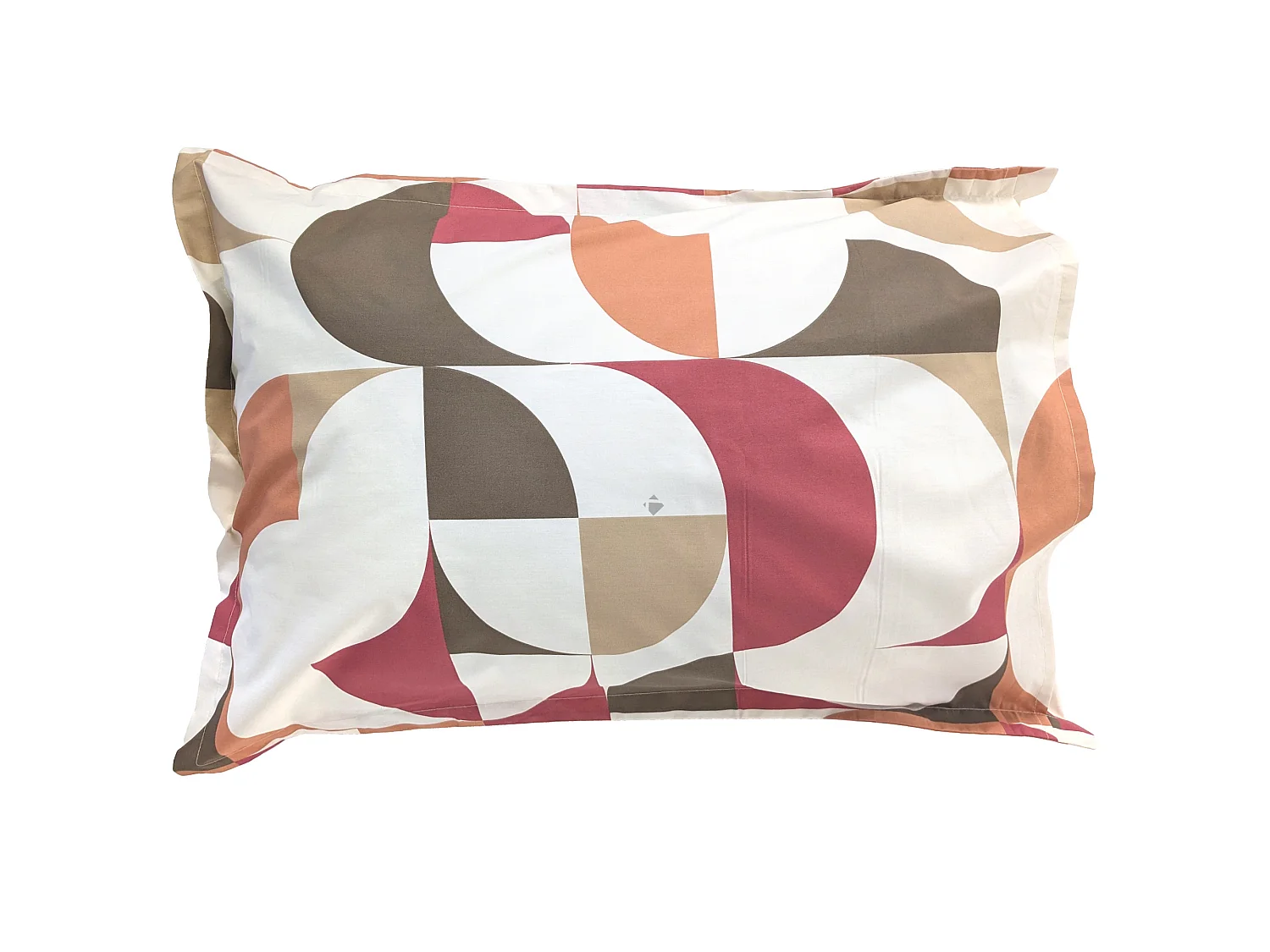 Taie d'oreiller 50x70 cm en 100% percale de coton MODULO blanc acajou