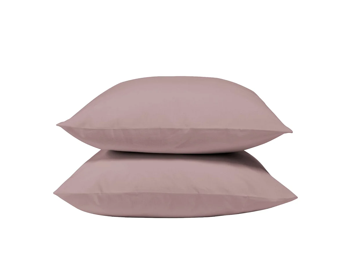 Lot de 2 Taies d'oreiller 100% Percale de coton - Lilas - 65x65cm