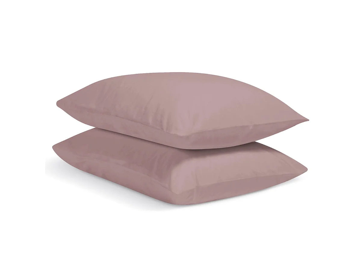 Lot de 2 Taies d'oreiller 100% Percale de coton - Lilas - 65x65cm