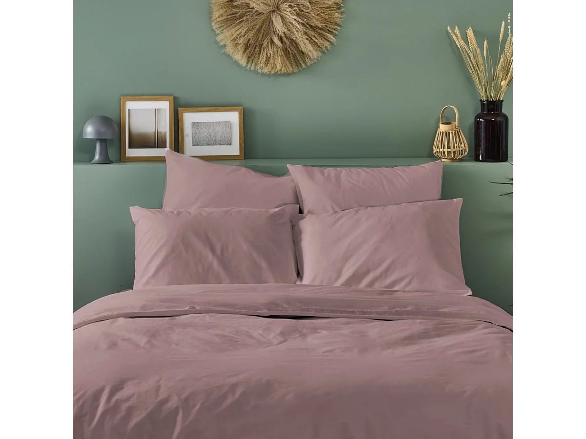Lot de 2 Taies d'oreiller 100% Percale de coton - Lilas - 65x65cm
