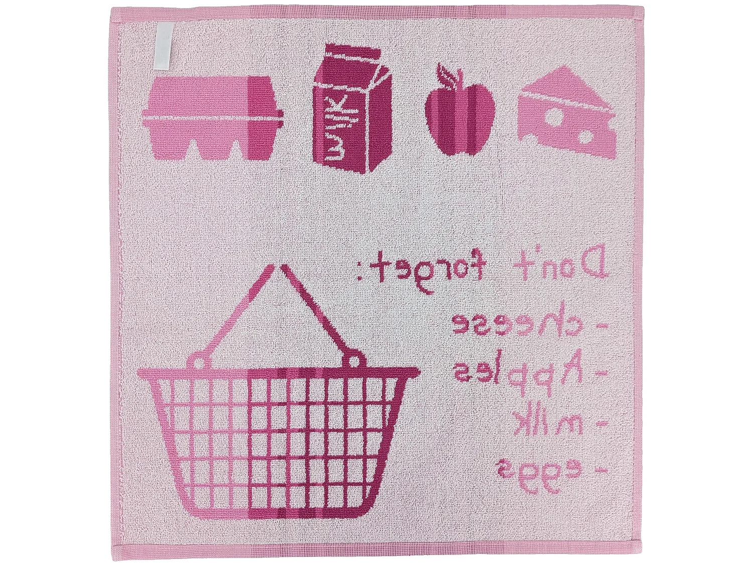 Lot de 2 torchons de cuisine éponge collection BASKET 50x50 cm rose