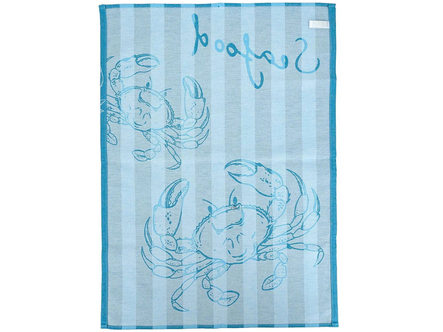 Lot de 2 torchons de cuisine toile 50x70 cm collection SEAFOOD bleu