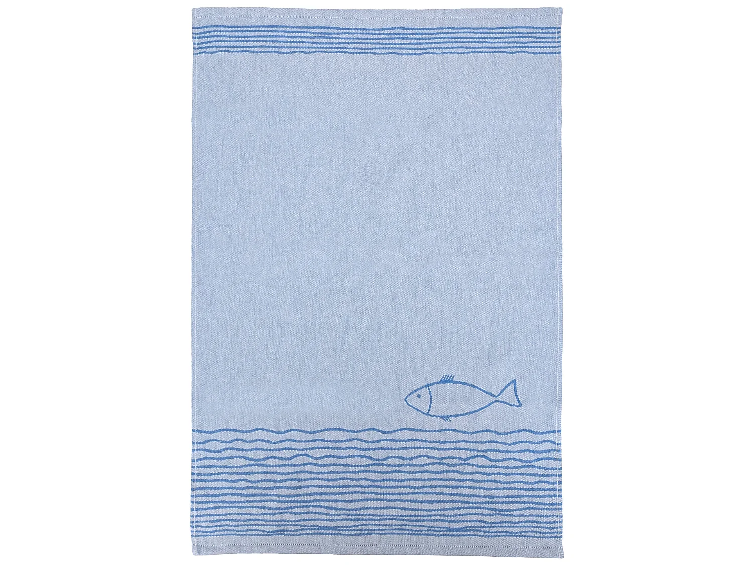 Lot de 2 torchons de cuisine toile 50x70 cm collection NAUTILUS bleu
