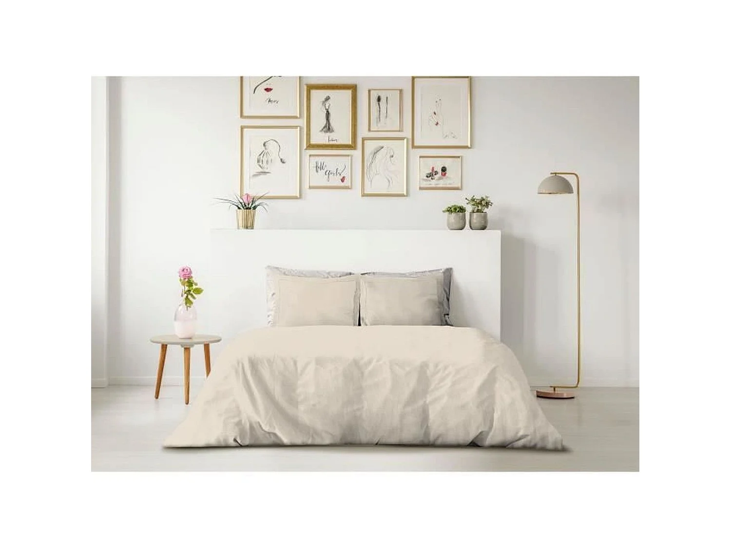 Parure de couette 220 x 240 cm 100% coton - beige ivoire