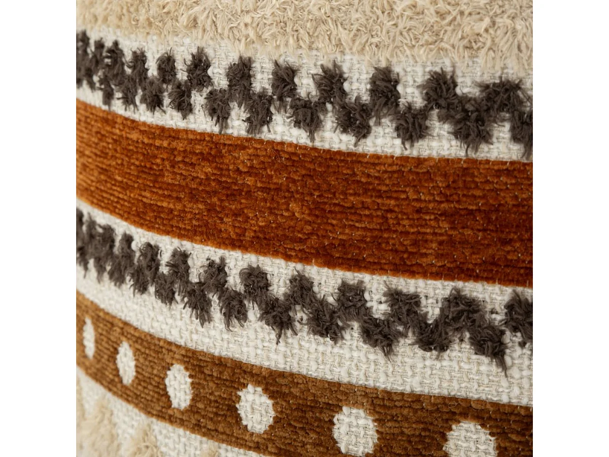 Pouf rond rembourré en tissu Mombasa Artful Accent