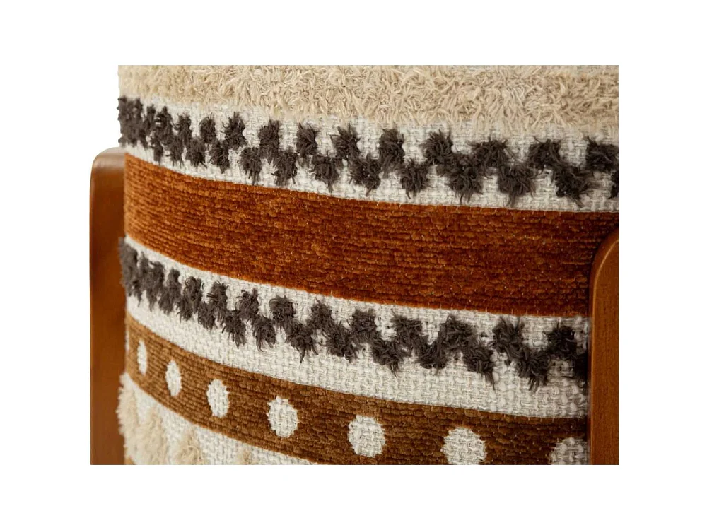 Pouf rond rembourré en tissu Mombasa Artful Accent