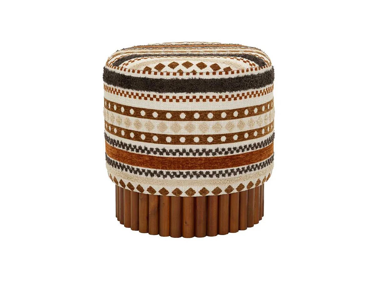 Pouf coffre ethnique rembourré en polyester Mombasa Chromatic Accent