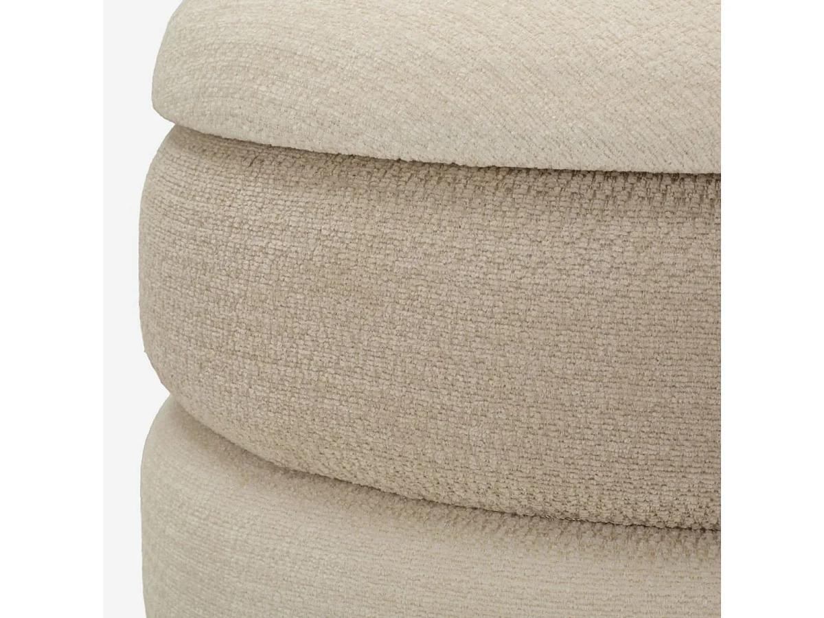 Set de 2 pufs redondos con almacenaje tapizados Warsaw Duo - Beige