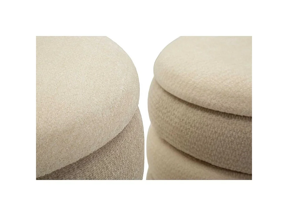 Set de 2 pufs redondos con almacenaje tapizados Warsaw Duo - Beige