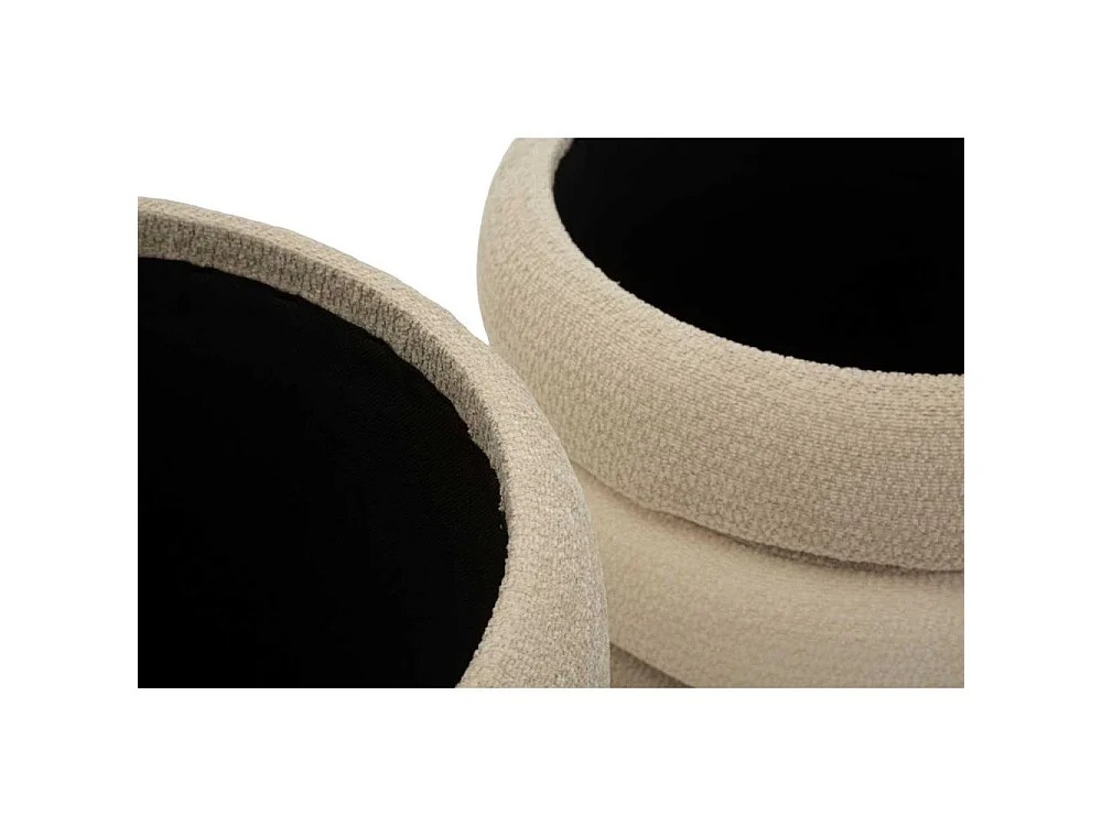 Set de 2 pufs redondos con almacenaje tapizados Warsaw Duo - Beige