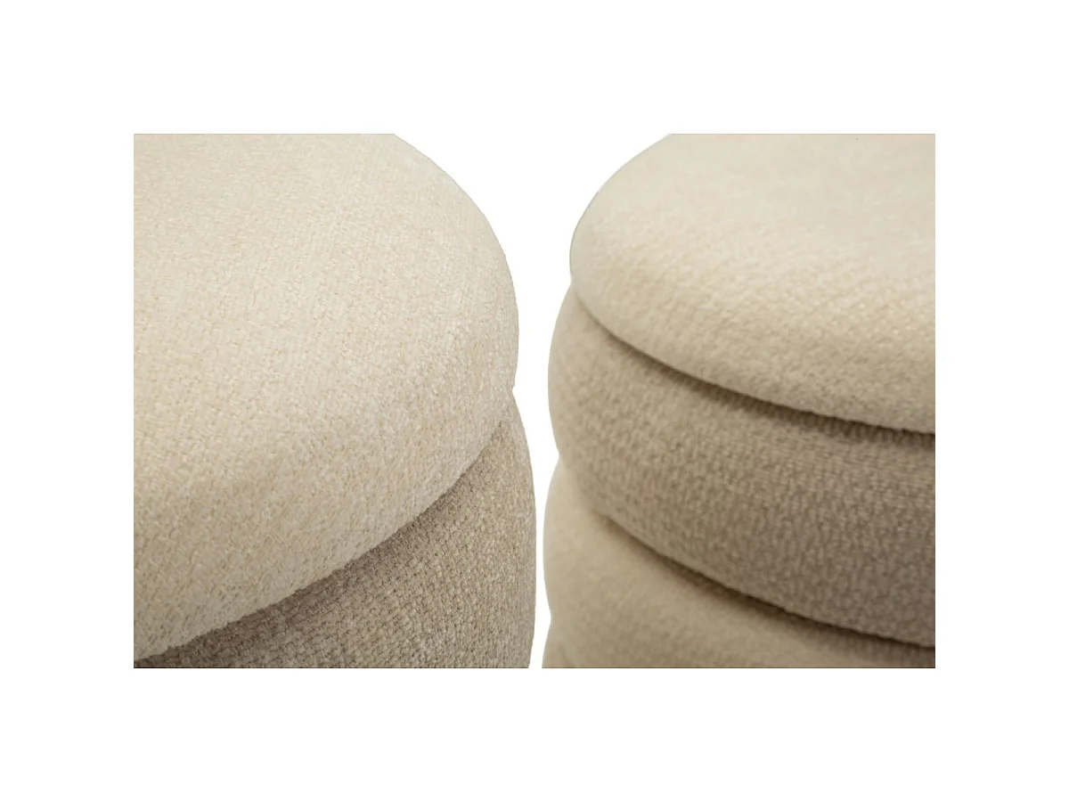 Set de 2 pufs redondos con almacenaje tapizados Warsaw Duo - Beige
