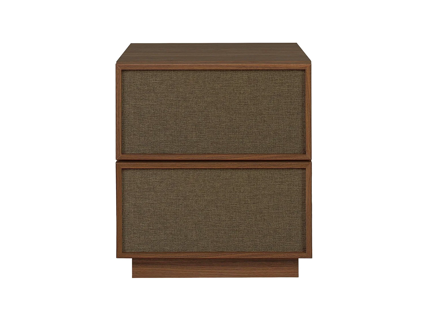 Table de chevet décor bois et tissu 2 tiroirs noyer - Kuba