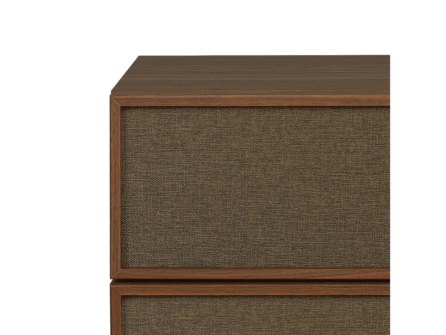 Table de chevet décor bois et tissu 2 tiroirs noyer - Kuba