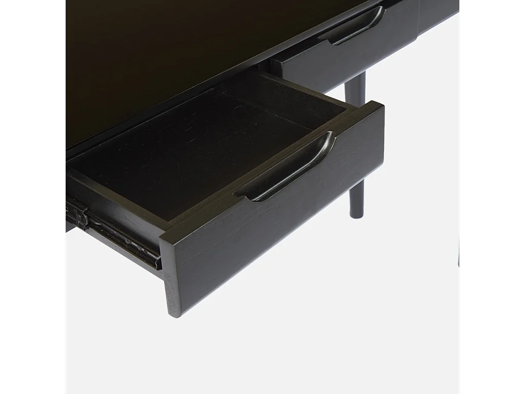 Consolle in legno di hevea impiallacciato frassino 2 cassetti, nero