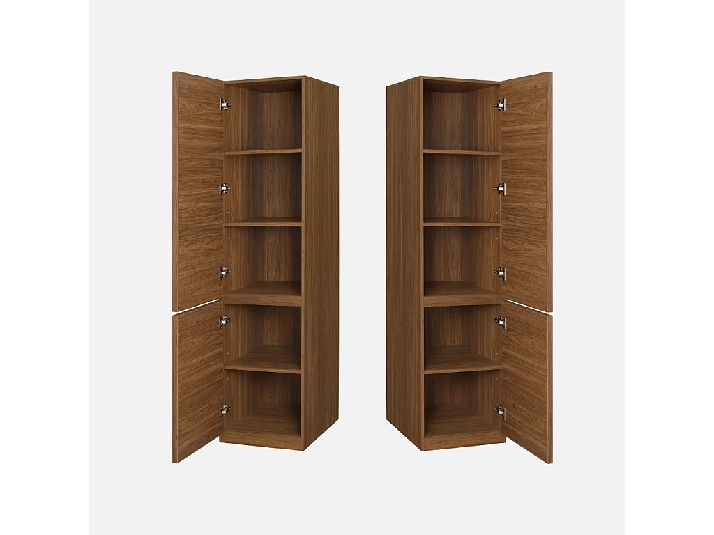 Modulo guardaroba effetto legno 2 ante 5 ripiani, Kuba, Noce, 44.5x55x180 cm