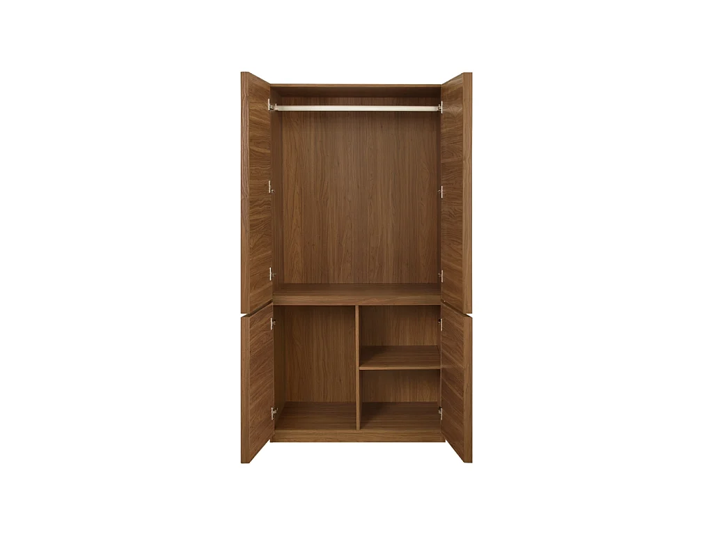 Module dressing décor bois 4 portes 1 penderie noyer - Kuba