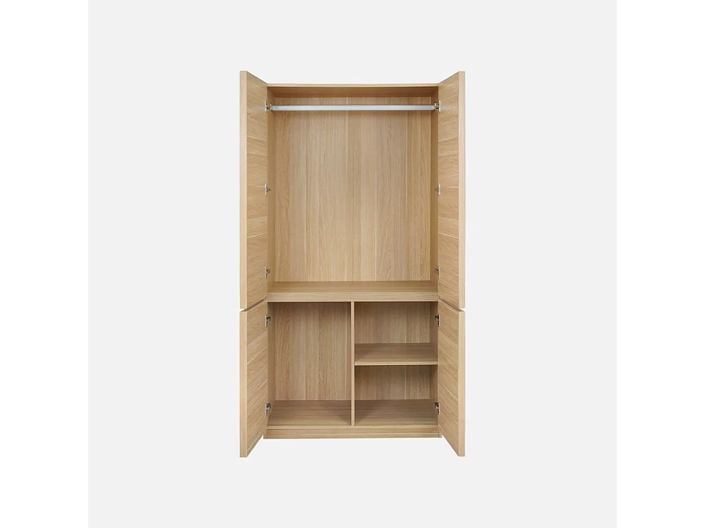 Module dressing décor bois 4 portes 1 penderie naturel - Kuba