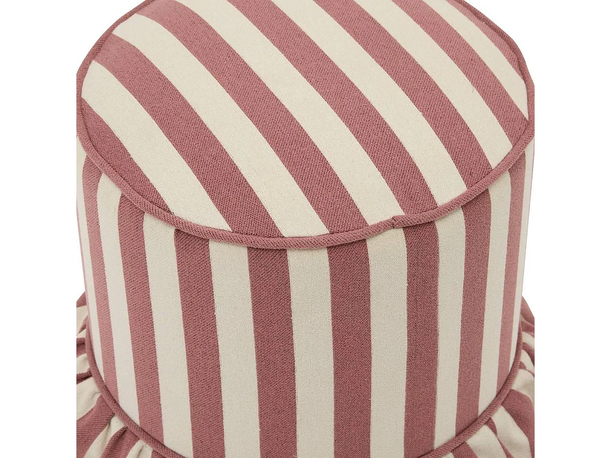 Pouf Rayé à Volant "Fiora" 41cm Rose