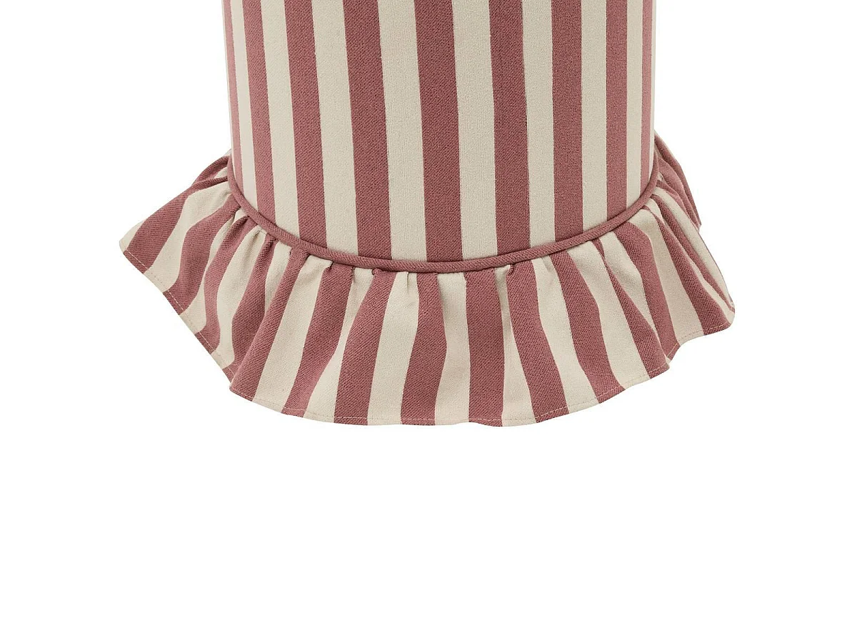 Pouf Rayé à Volant "Fiora" 41cm Rose
