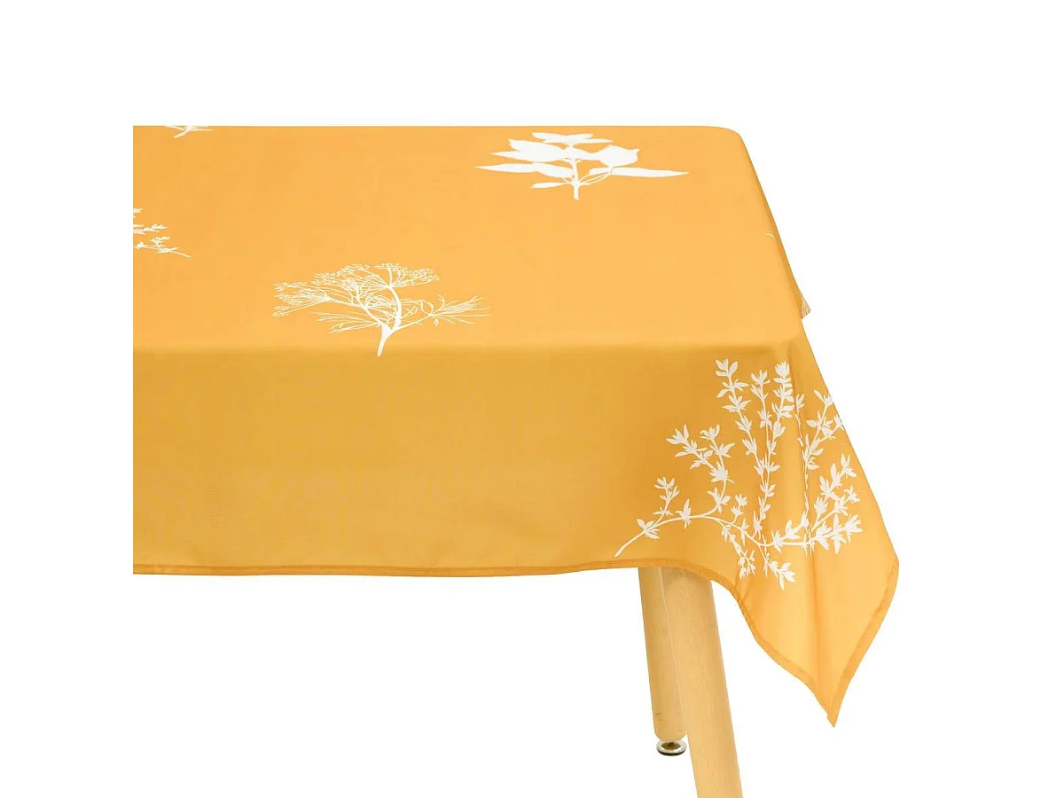 Nappe Antitache Imprimée "Garrigue" 150x300cm Moutarde