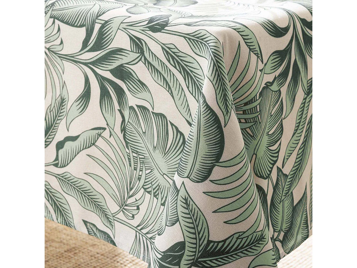 Nappe Antitache Imprimé "Stylis" 140x240cm Vert Sauge