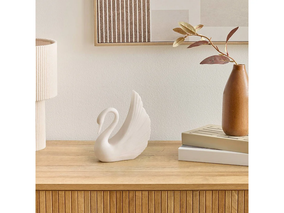 Statuette Déco Cygne "Casey" 18cm Blanc