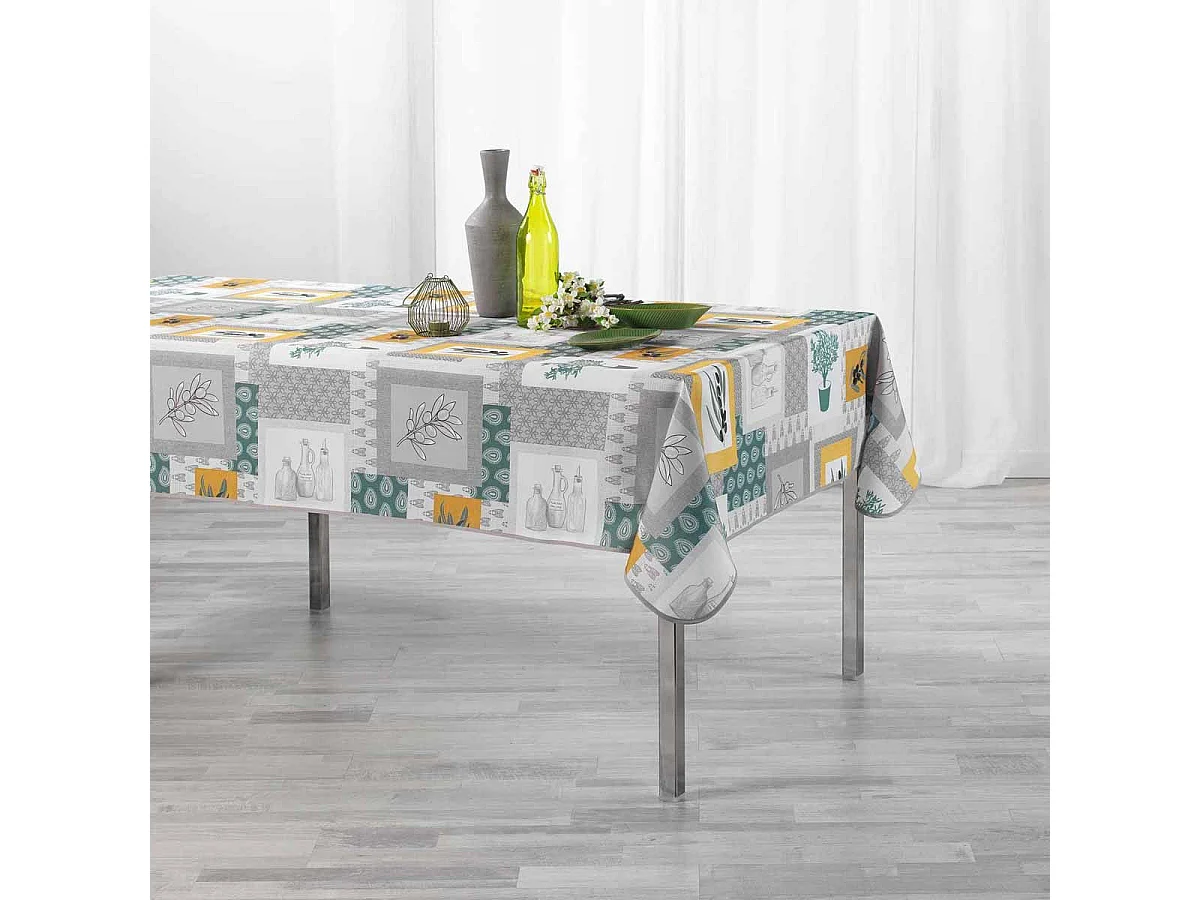 Nappe Antitache "Graziella" 150x240cm Jaune & Vert