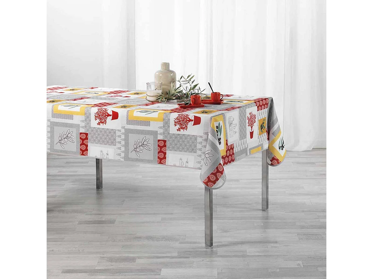 Nappe Antitache "Graziella" 150x240cm Jaune & Brique