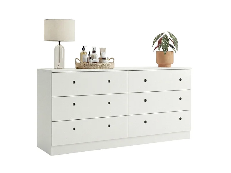 Commode double 6 Tiroirs Blanche L 150.2 H 75.5 P 38.5 cm