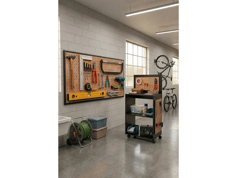 Support Mural pour Outils Perforé Noir L 90 H 45 cm
