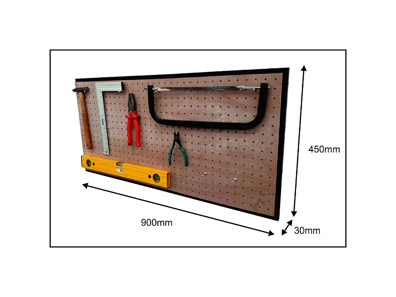 Support Mural pour Outils Perforé Noir L 90 H 45 cm