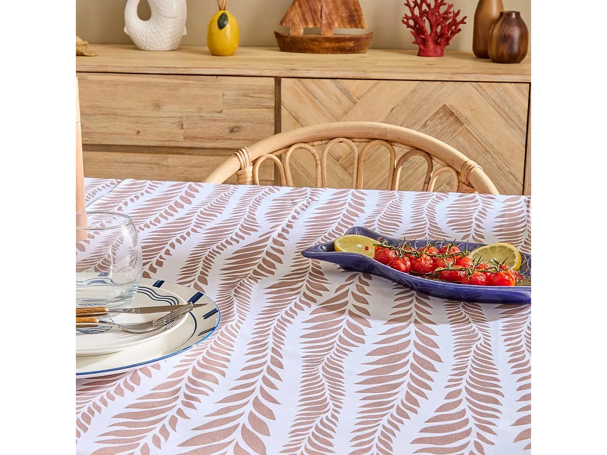 Nappe Antitache Imprimé "Océania" 140x240cm Terracotta