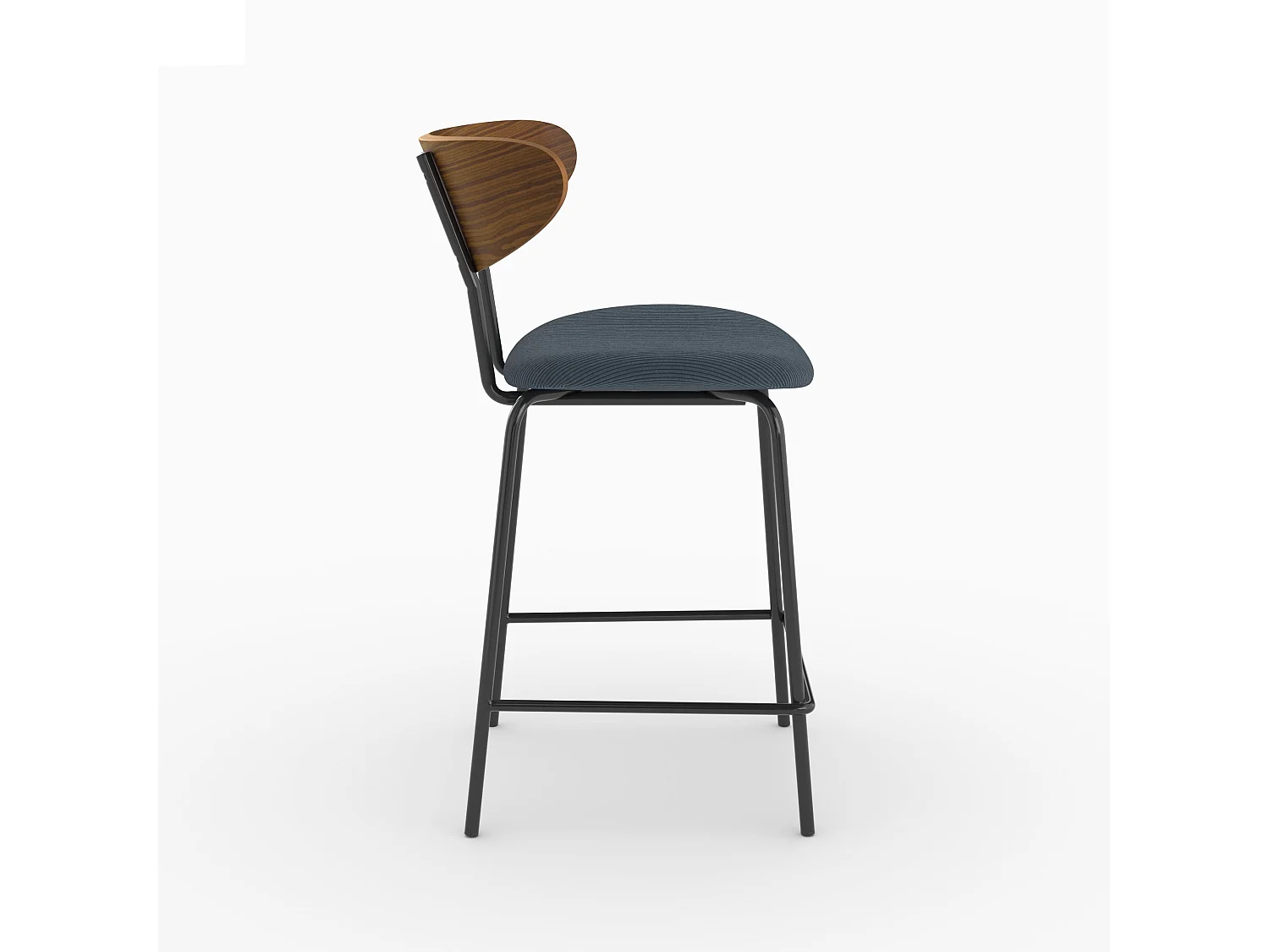 Lot de 2 chaises pour îlot central, velours côtelé bleu marine 64.5 cm - Jade