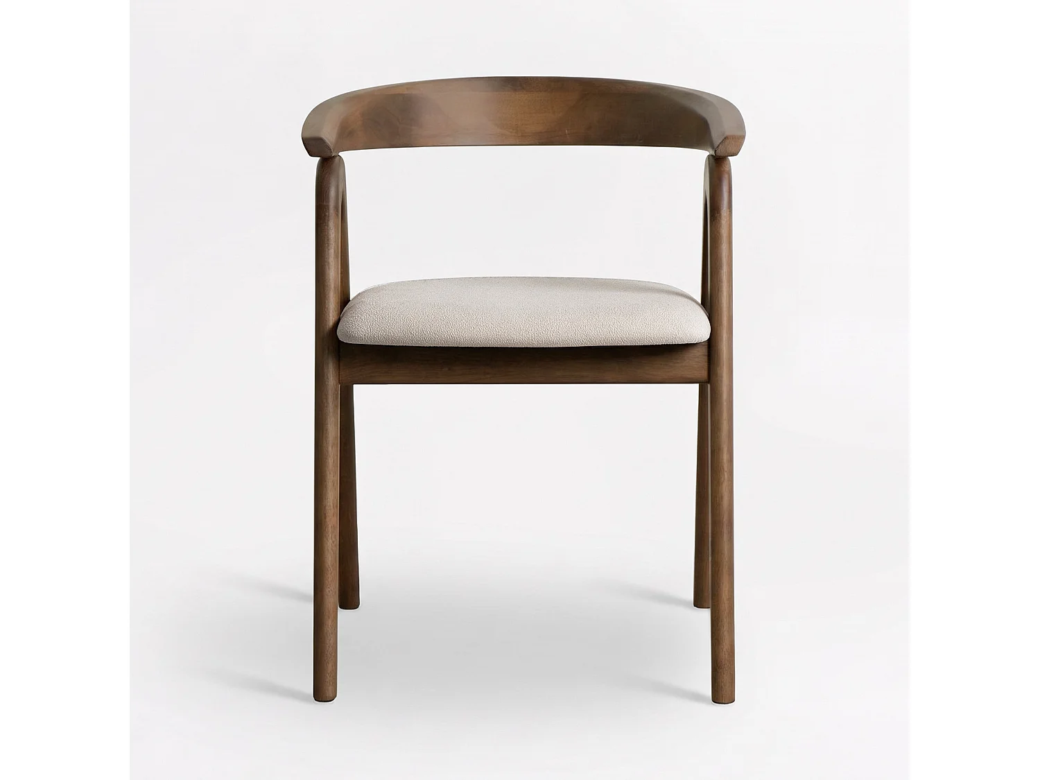 Silla de madera de caucho marrón y tela beige - Hawa