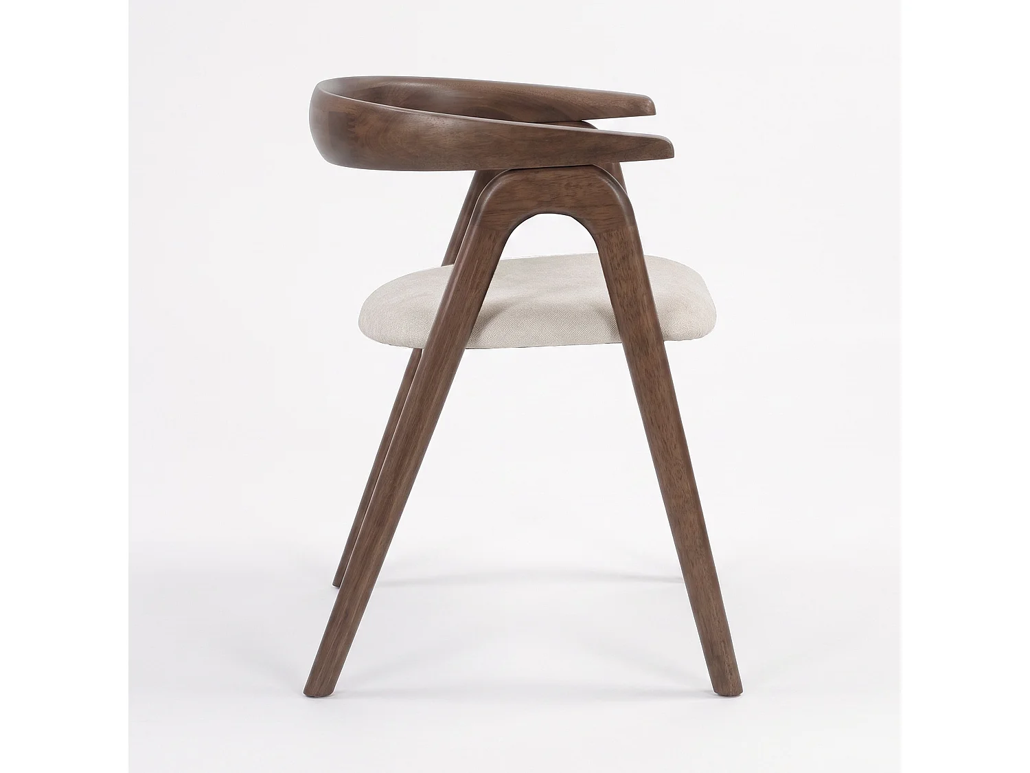 Silla de madera de caucho marrón y tela beige - Hawa