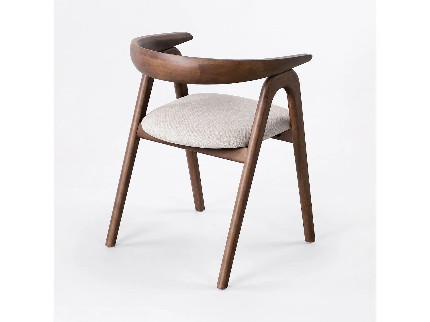 Silla de madera de caucho marrón y tela beige - Hawa